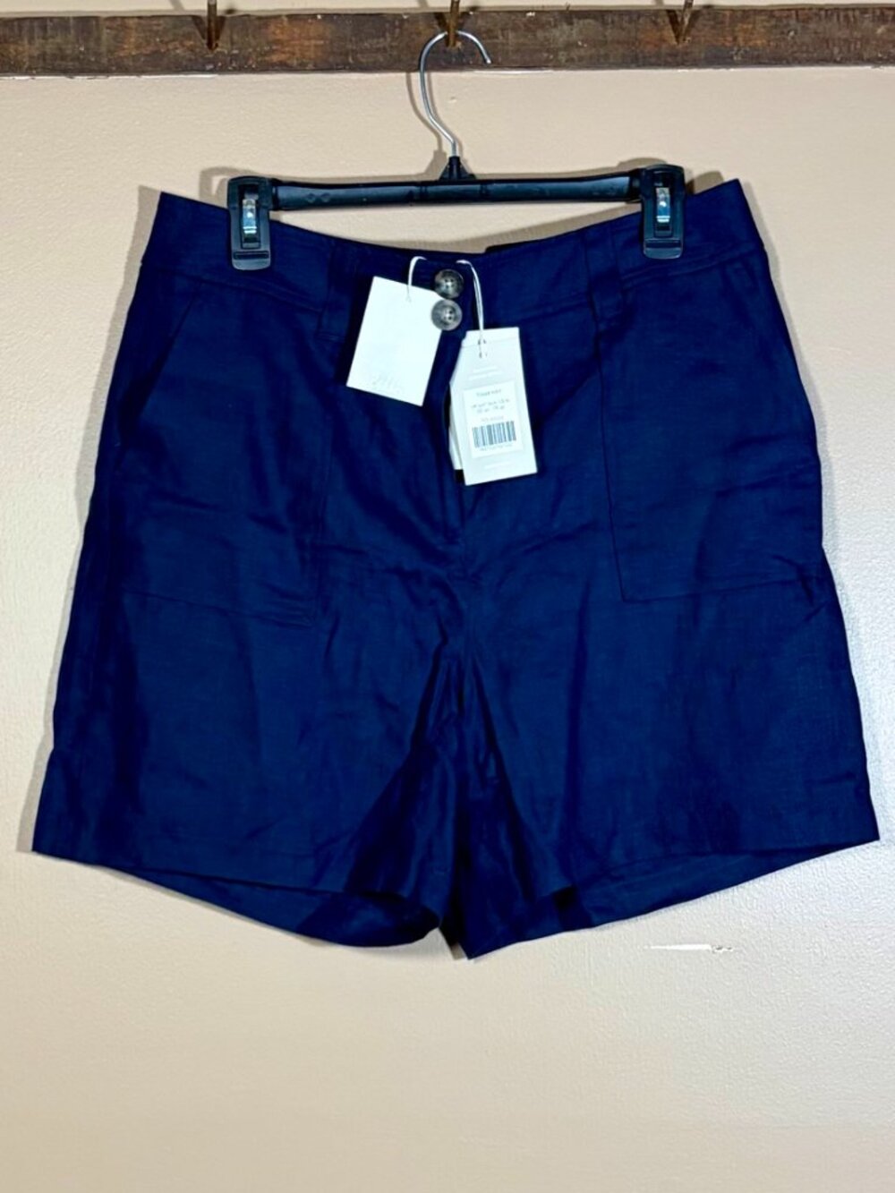 Boden Belgravia Navy Linen Shorts US 10/UK 14 Tailored